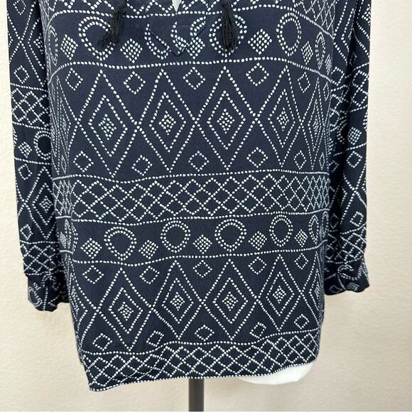 MADEWELL Women's Black Lace-Up Peasant Top in Caravan Print Oversize Size M - Picture 10 of 15